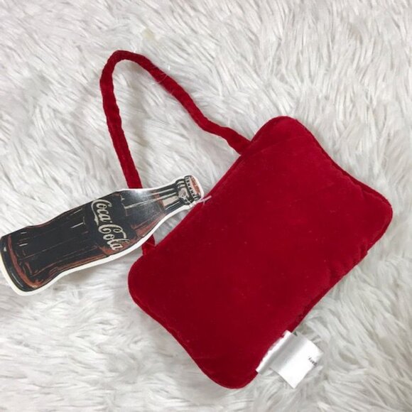 Vintage Coca-Cola Needlepoint Poinsettia Pillow Ornament - Picture 3 of 5